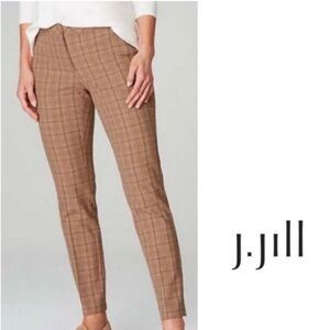 J. JILL Premium Bi-Stretch Tan Brown Pink Plaid‎ Ankle Tapered Size 18 Tall